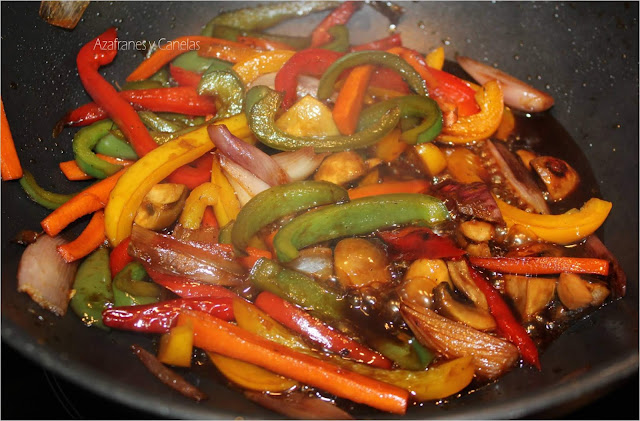 verduras en wok