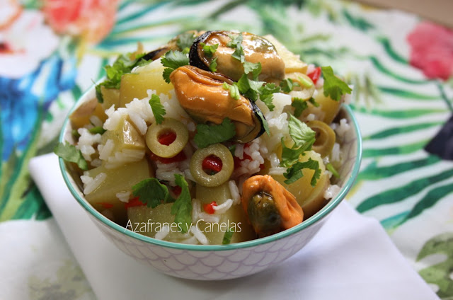 Ensalada de arroz con mejillones