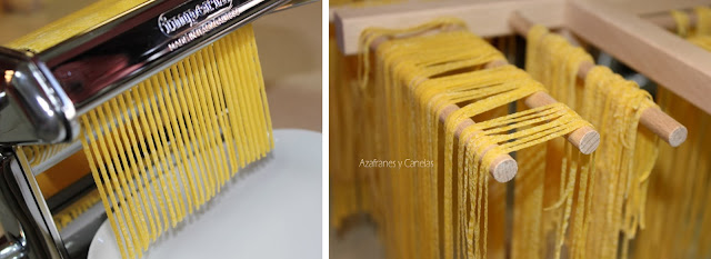 Pasta fresca, espaguetis con mejillones