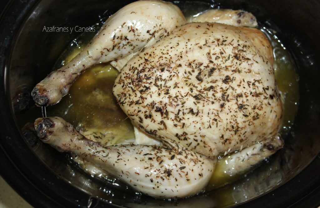 Pollo asado en olla lenta o crockpot - Azafranes y Canelas