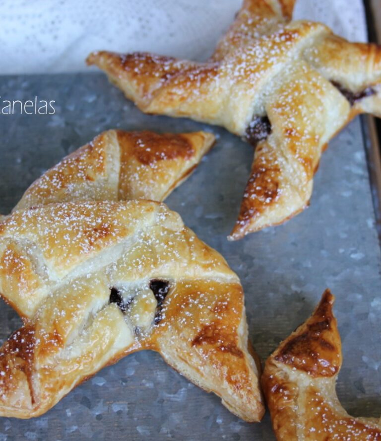 molinillos de hojaldre con chocolate