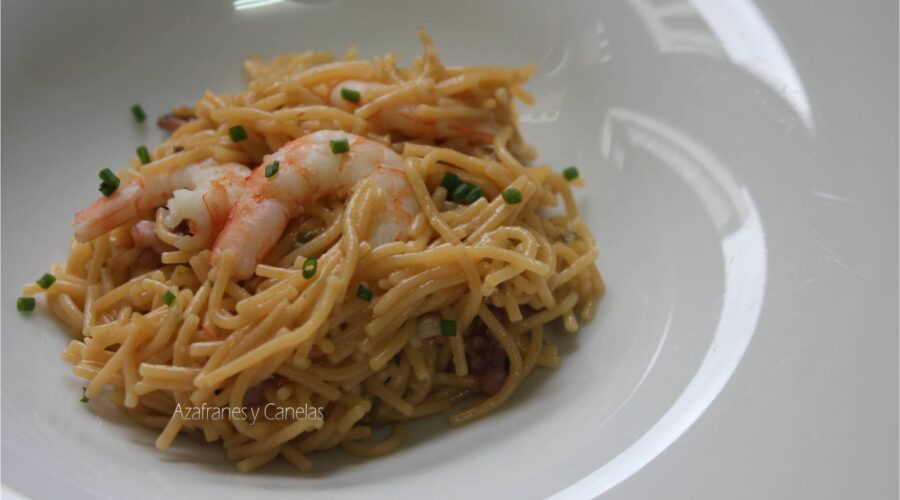 gambas, marisco, fideos, fideuá,