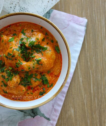 gambas en salsa de nata