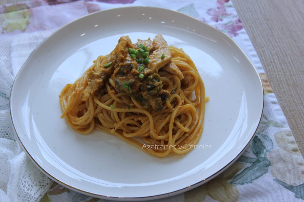 espaguetis con pollo