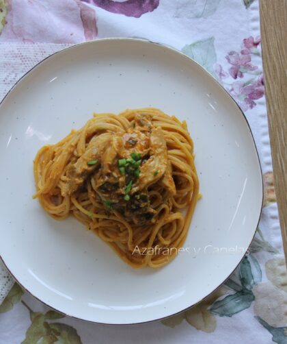 espaguetis con pollo