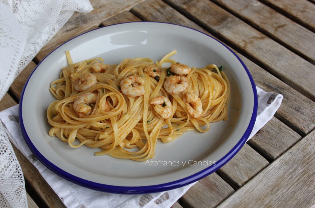 tallarines con gambas