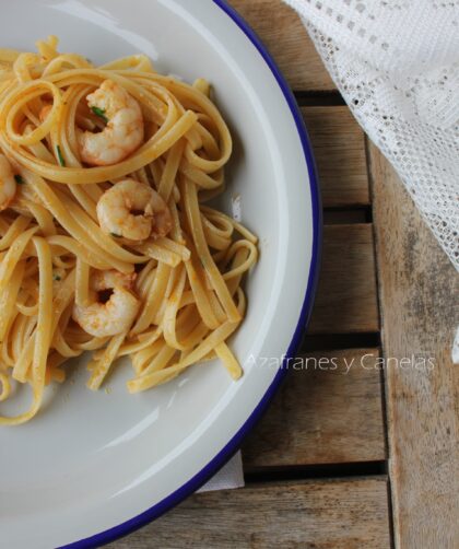 tallarines con gambas