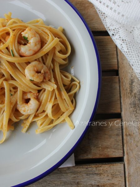 tallarines con gambas