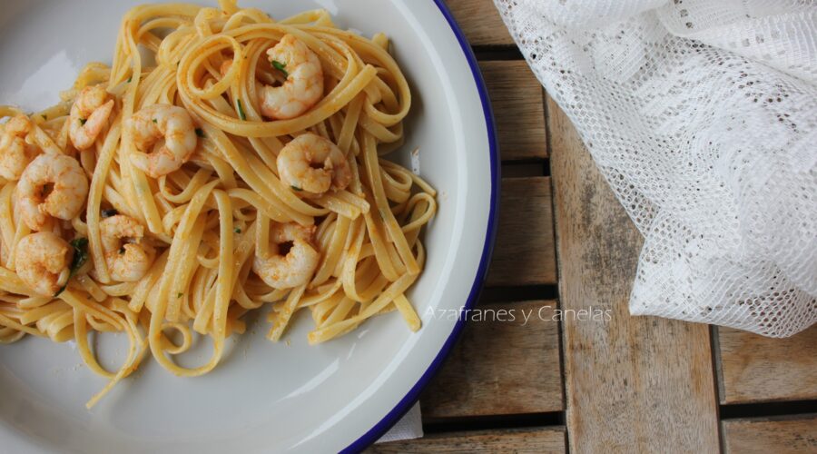 tallarines con gambas