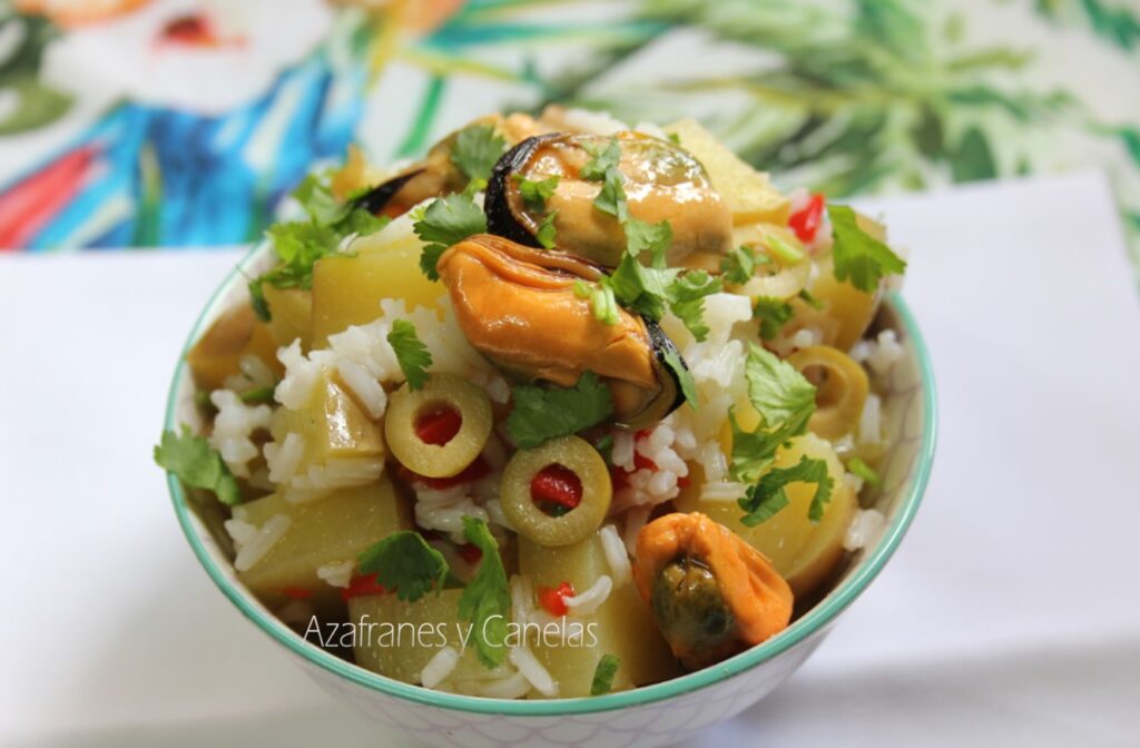 Recetas con mejillones. Ensalada de arroz con mejillones