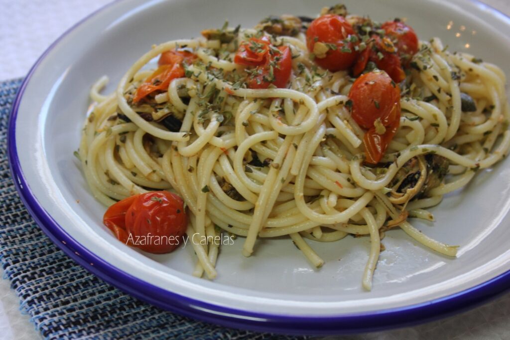 espaguetis con mejillones