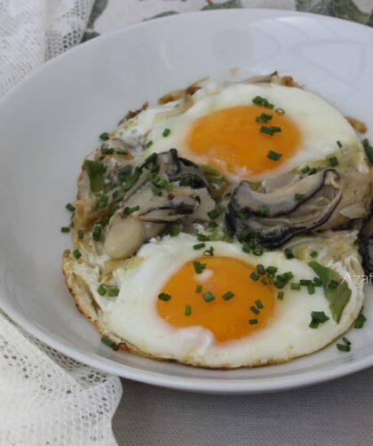 ostras con cebolleta y huevo