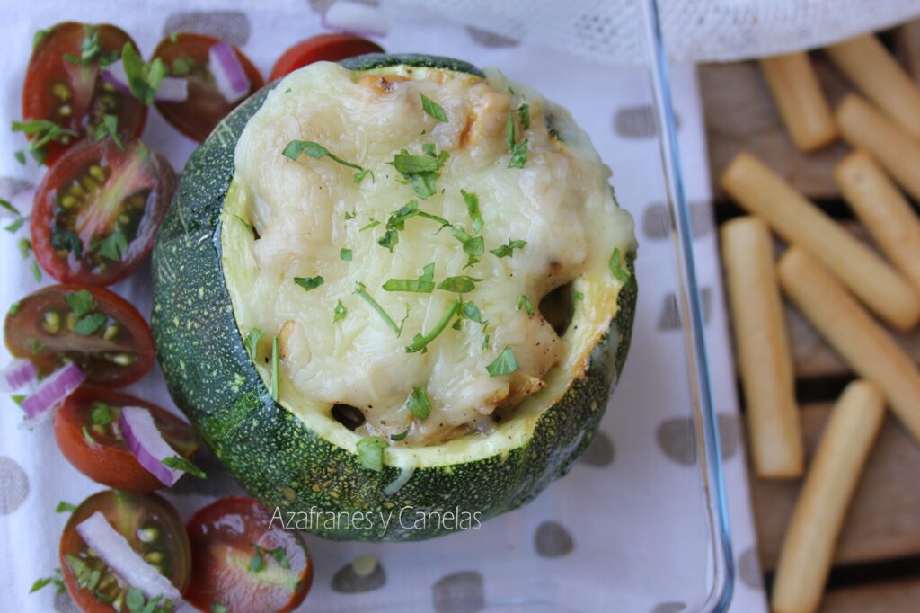 calabacines relleno de pollo